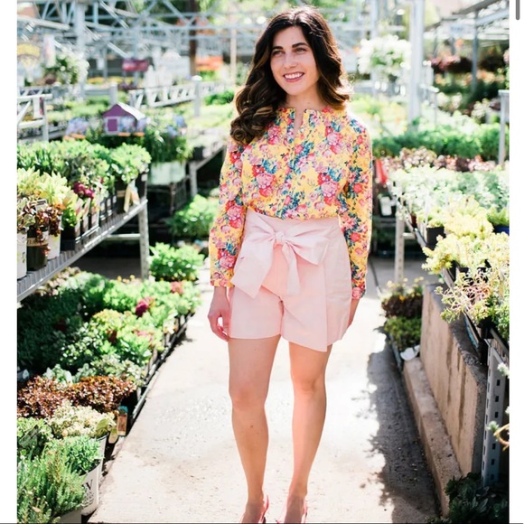 JCrew tie waist liberty short in pink - Picture 2 of 8